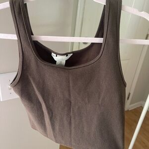 Brown Ribbed Tank Top